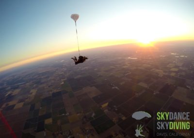 Sunrise tandem skydive in freefall at SkyDance SkyDiving Davis California